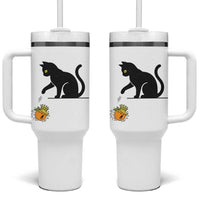 Funny No Kings Black Cat Tumbler With Handle Rebellious Cat Lover Gift
