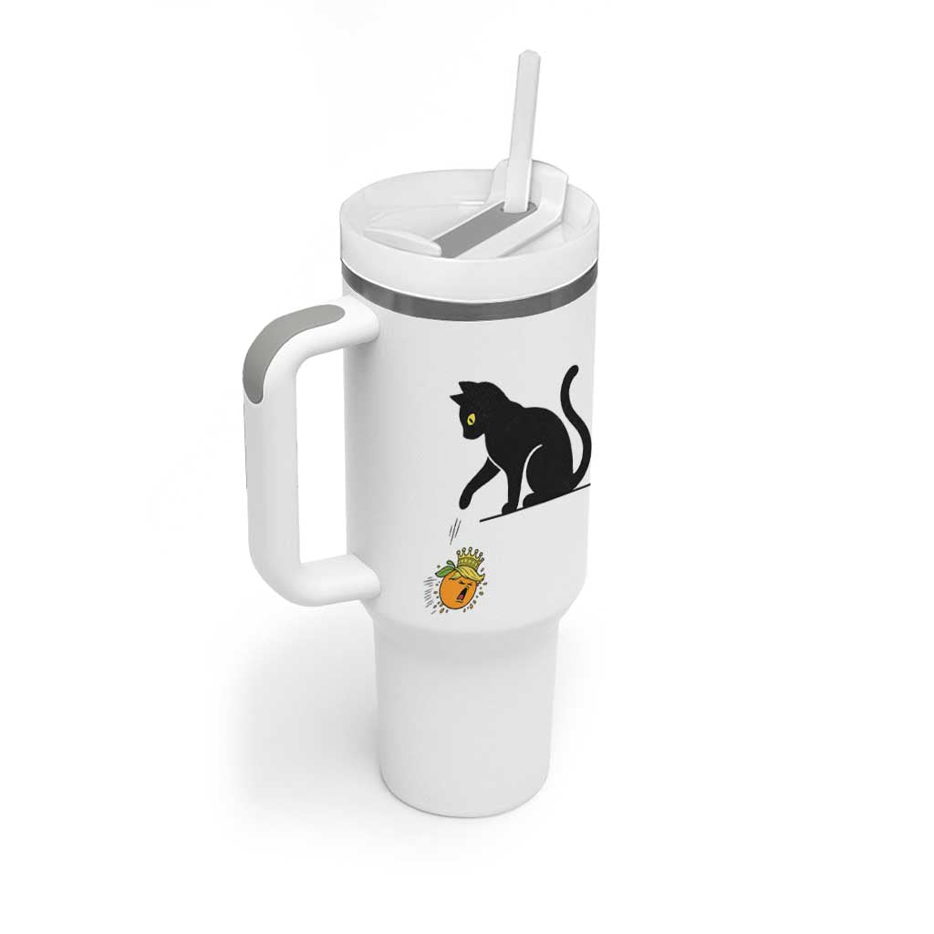Funny No Kings Black Cat Tumbler With Handle Rebellious Cat Lover Gift
