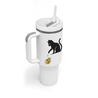 Funny No Kings Black Cat Tumbler With Handle Rebellious Cat Lover Gift