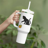 Funny No Kings Black Cat Tumbler With Handle Rebellious Cat Lover Gift