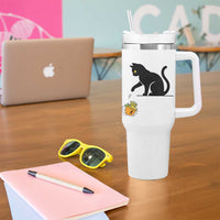Funny No Kings Black Cat Tumbler With Handle Rebellious Cat Lover Gift