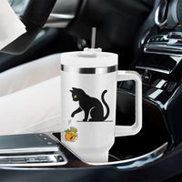 Funny No Kings Black Cat Tumbler With Handle Rebellious Cat Lover Gift