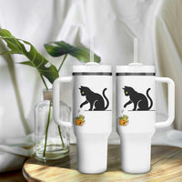 Funny No Kings Black Cat Tumbler With Handle Rebellious Cat Lover Gift
