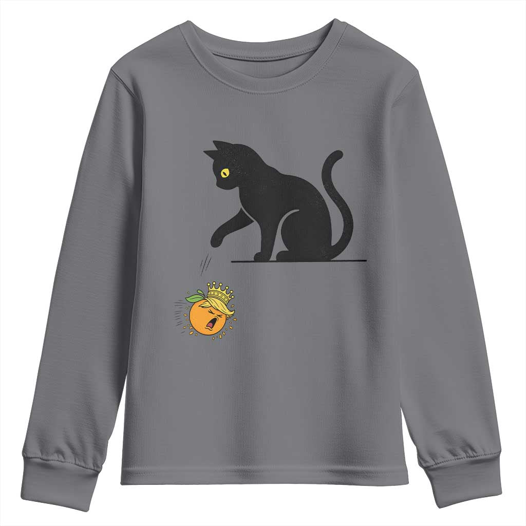 Funny No Kings Black Cat Youth Sweatshirt Rebellious Cat Lover Gift