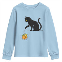 Funny No Kings Black Cat Youth Sweatshirt Rebellious Cat Lover Gift