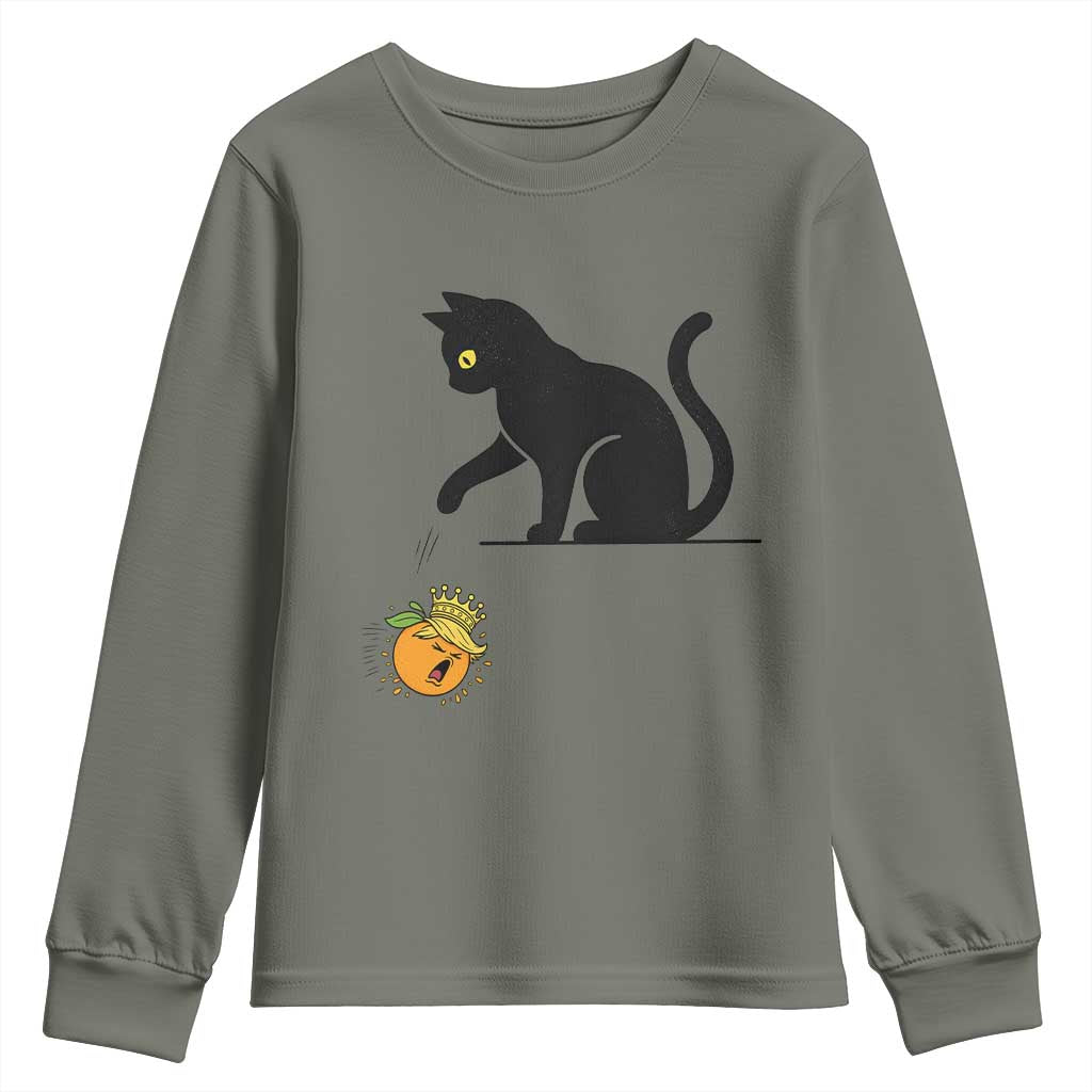 Funny No Kings Black Cat Youth Sweatshirt Rebellious Cat Lover Gift