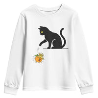 Funny No Kings Black Cat Youth Sweatshirt Rebellious Cat Lover Gift