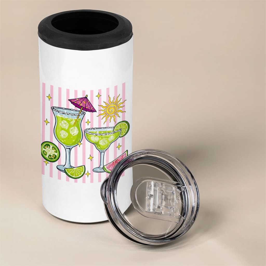 Tropical Margarita Summer 4 in 1 Can Cooler Tumbler Beach Vacation Graphic