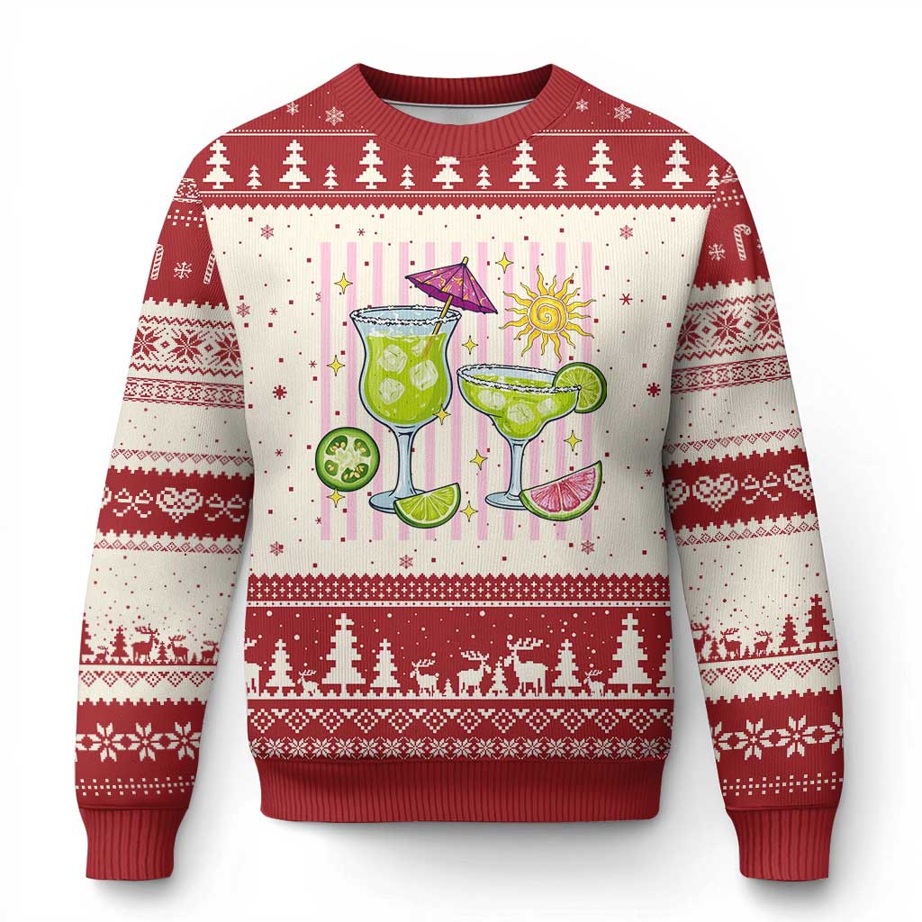 Tropical Margarita Summer Ugly Christmas Sweater Beach Vacation Graphic