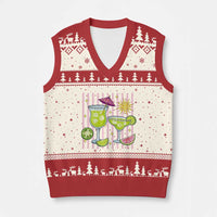 Tropical Margarita Summer V-Neck Knit Sweater Vest Beach Vacation Graphic