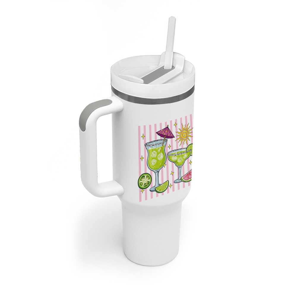 Tropical Margarita Summer Tumbler With Handle Beach Vacation Graphic