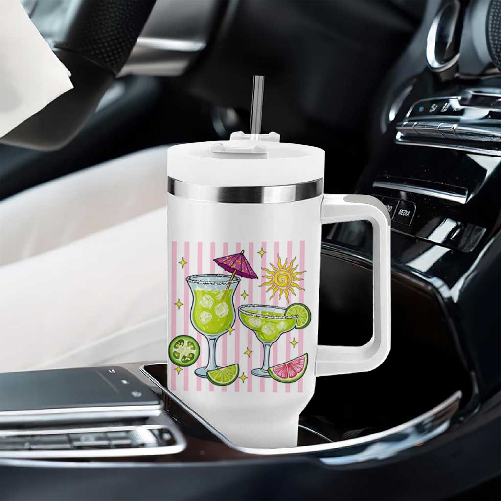 Tropical Margarita Summer Tumbler With Handle Beach Vacation Graphic