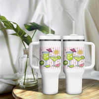 Tropical Margarita Summer Tumbler With Handle Beach Vacation Graphic