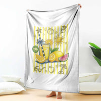Striped Summer Lemonade Throw Blanket Preppy Brushstroke Aesthetic Graphic