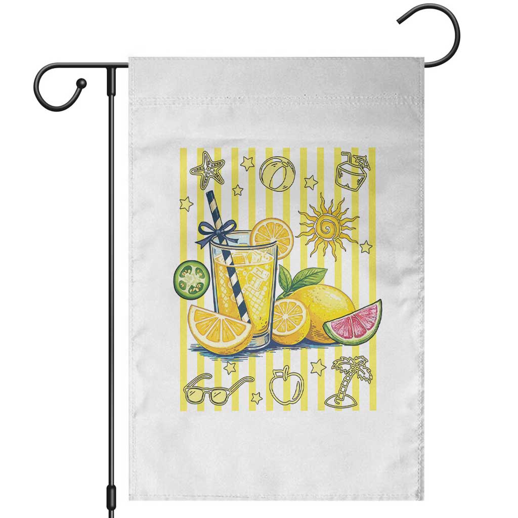 Striped Summer Lemonade Garden Flag Preppy Brushstroke Aesthetic Graphic