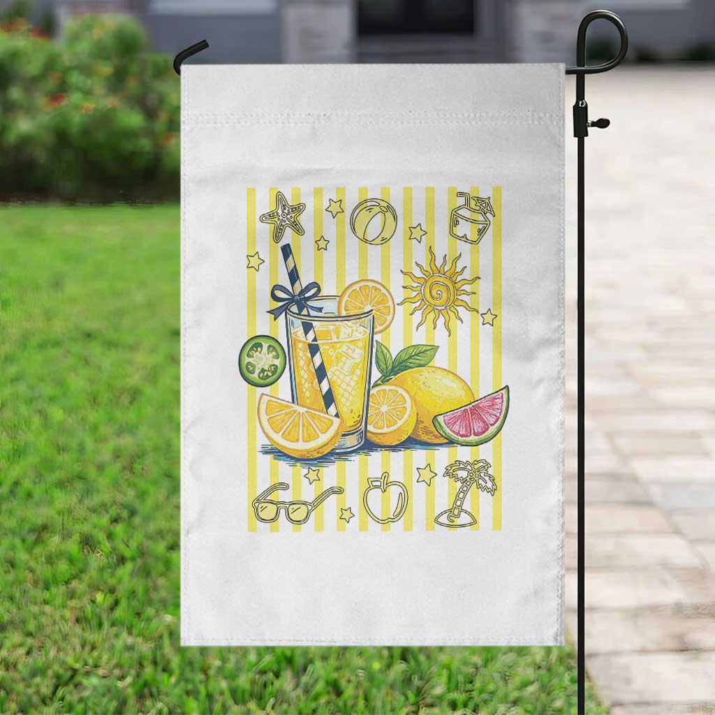 Striped Summer Lemonade Garden Flag Preppy Brushstroke Aesthetic Graphic