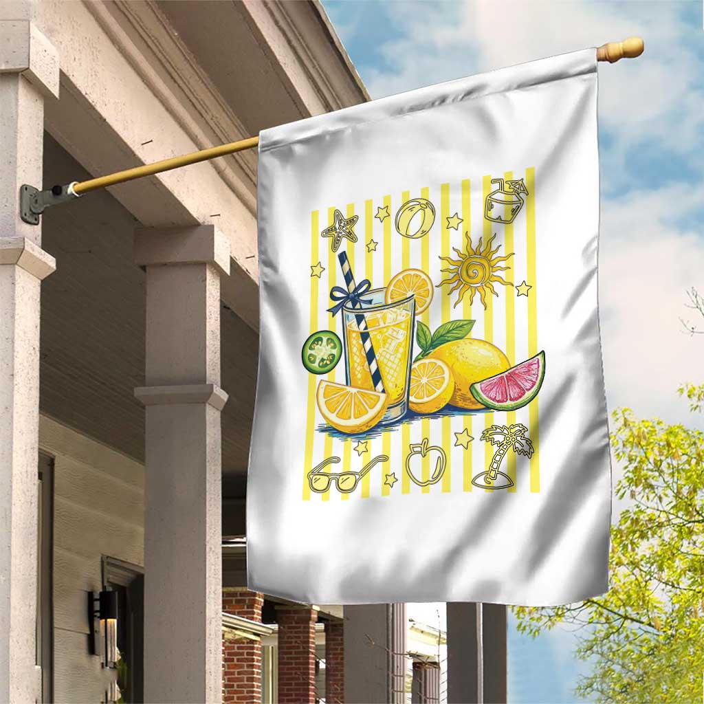 Striped Summer Lemonade Garden Flag Preppy Brushstroke Aesthetic Graphic
