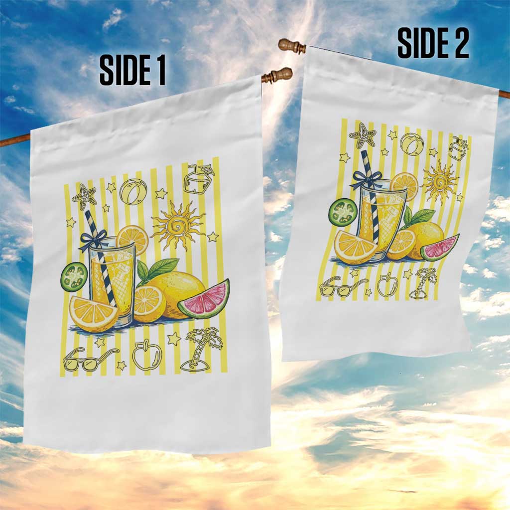 Striped Summer Lemonade Garden Flag Preppy Brushstroke Aesthetic Graphic