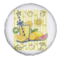 Striped Summer Lemonade Spare Tire Cover Preppy Brushstroke Aesthetic Graphic
