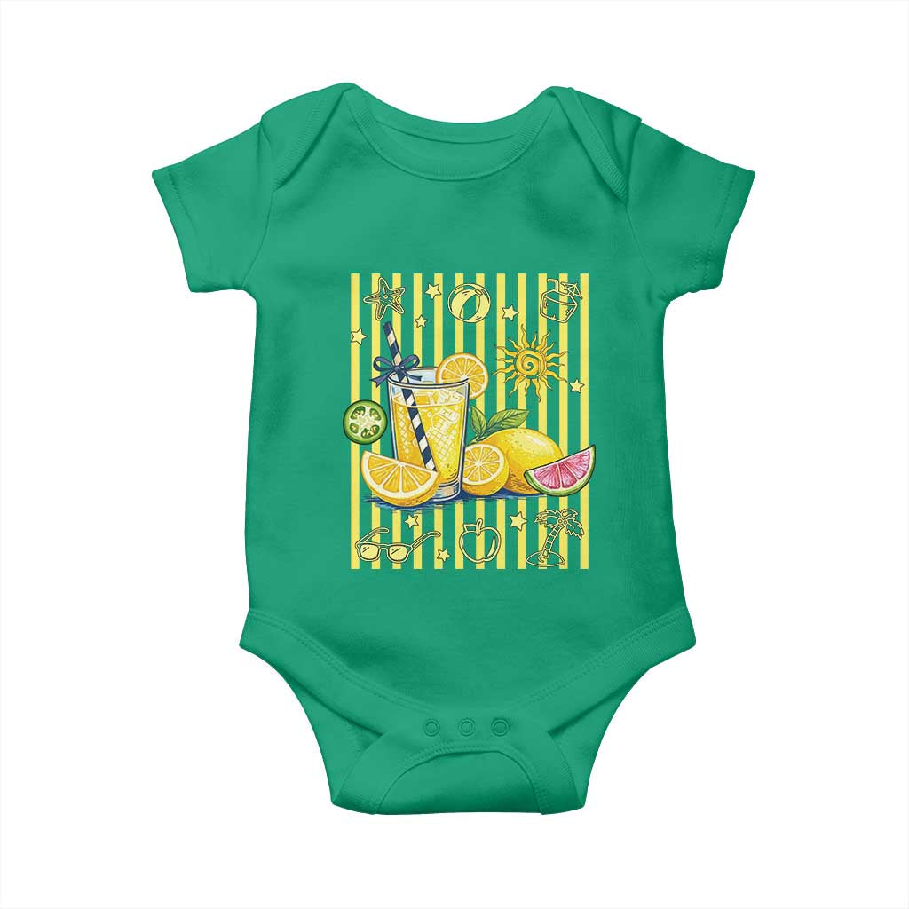 Striped Summer Lemonade Baby Onesie Preppy Brushstroke Aesthetic Graphic