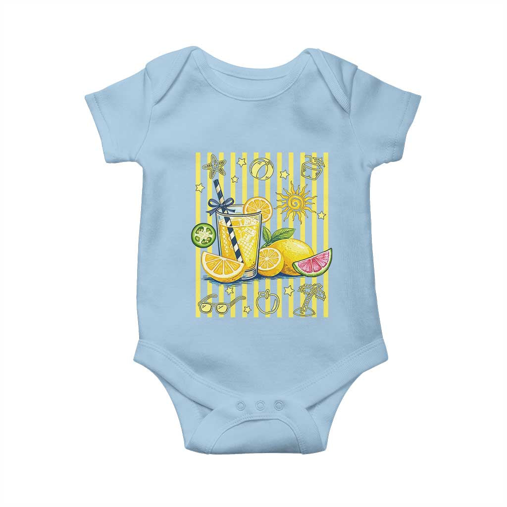 Striped Summer Lemonade Baby Onesie Preppy Brushstroke Aesthetic Graphic
