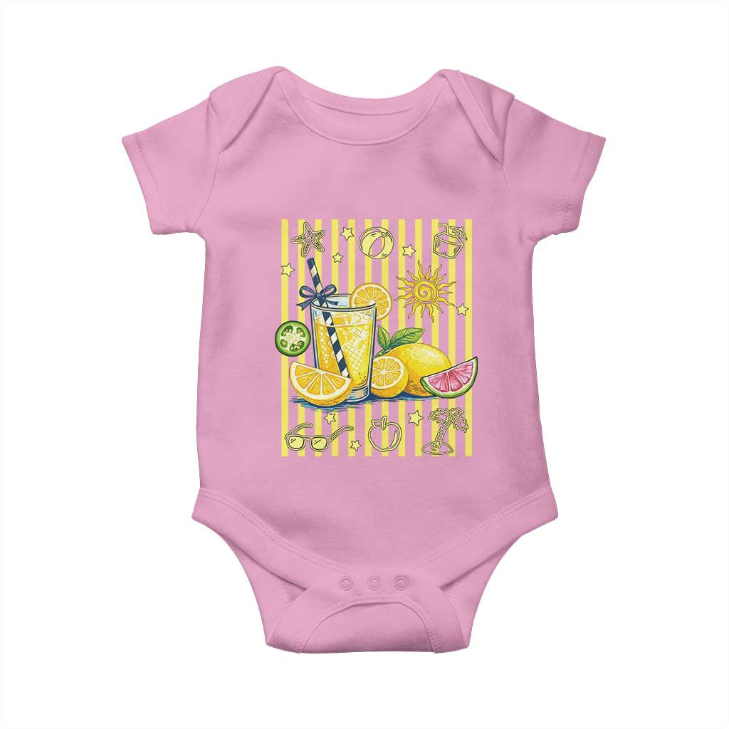 Striped Summer Lemonade Baby Onesie Preppy Brushstroke Aesthetic Graphic