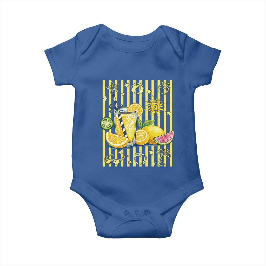 Striped Summer Lemonade Baby Onesie Preppy Brushstroke Aesthetic Graphic
