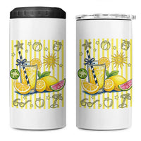 Striped Summer Lemonade 4 in 1 Can Cooler Tumbler Preppy Brushstroke Aesthetic Graphic