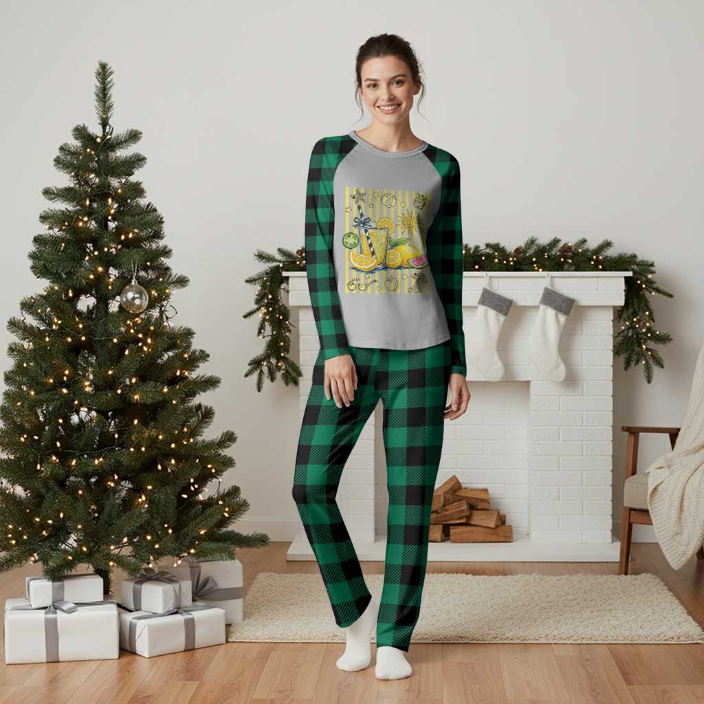 Striped Summer Lemonade Plaid Pajama Set Preppy Brushstroke Aesthetic Graphic