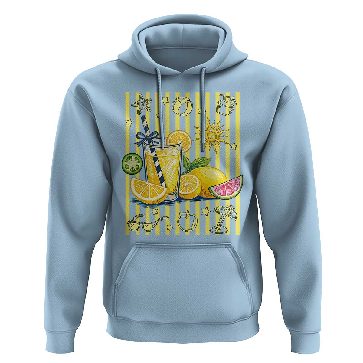 Striped Summer Lemonade Hoodie Preppy Brushstroke Aesthetic Graphic