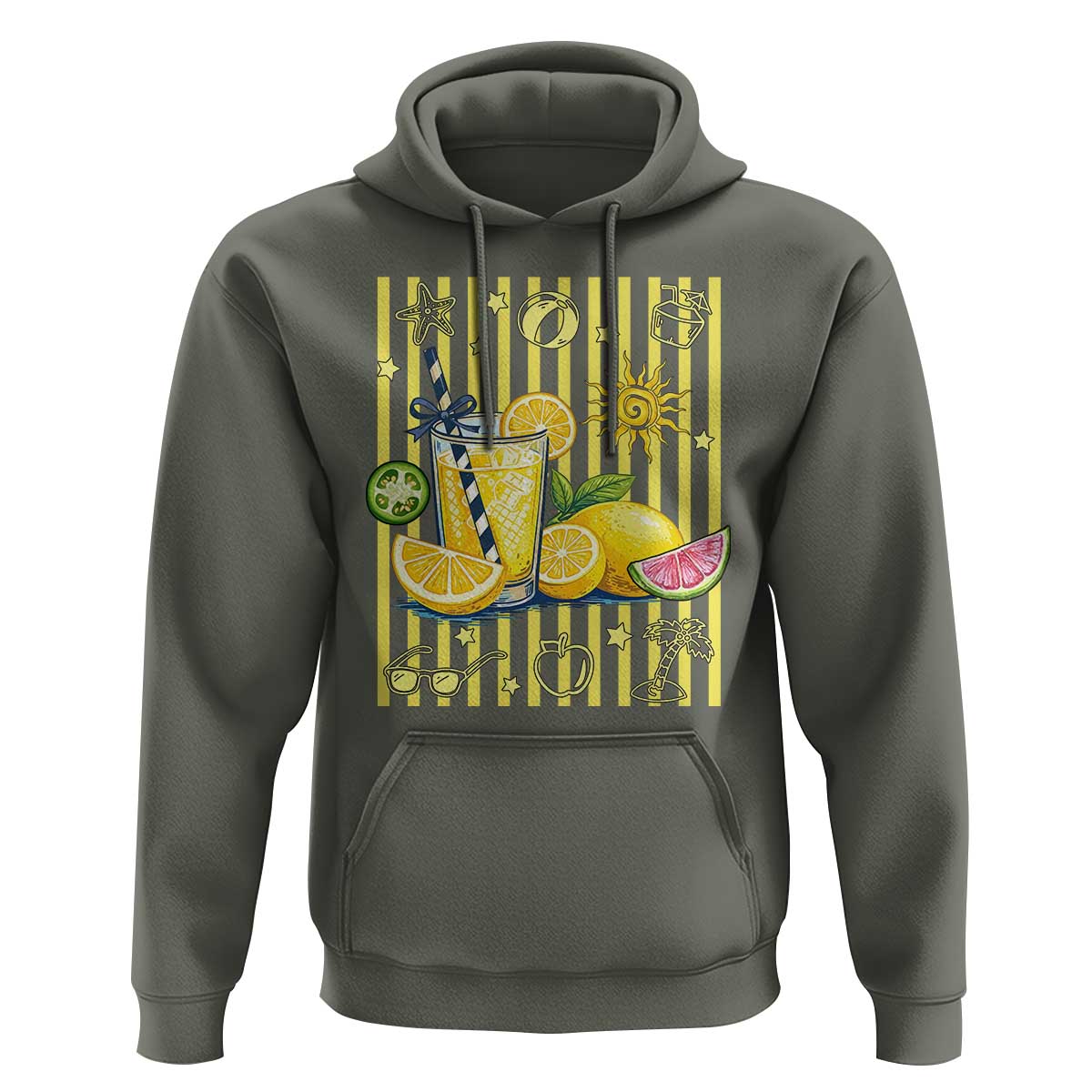 Striped Summer Lemonade Hoodie Preppy Brushstroke Aesthetic Graphic