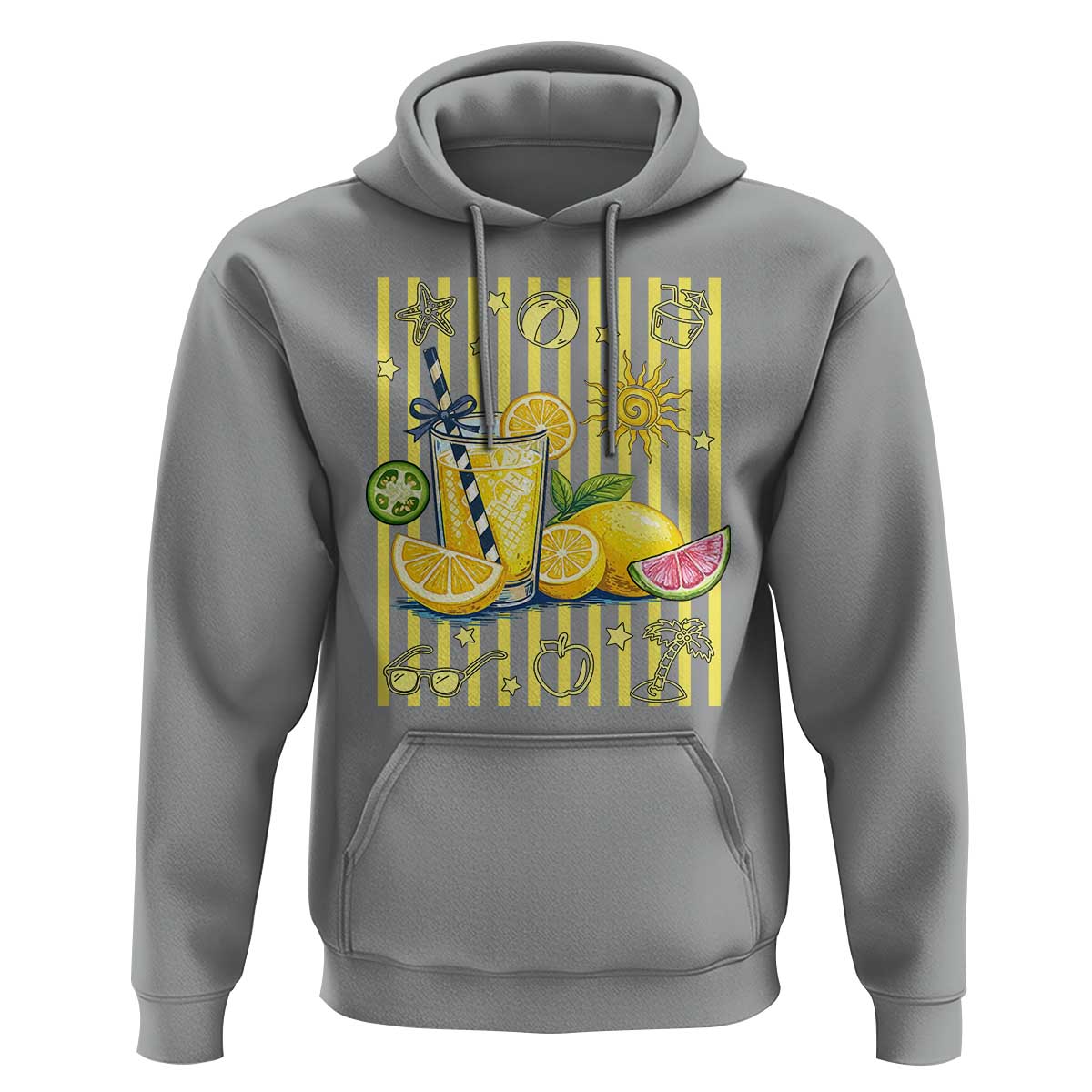 Striped Summer Lemonade Hoodie Preppy Brushstroke Aesthetic Graphic