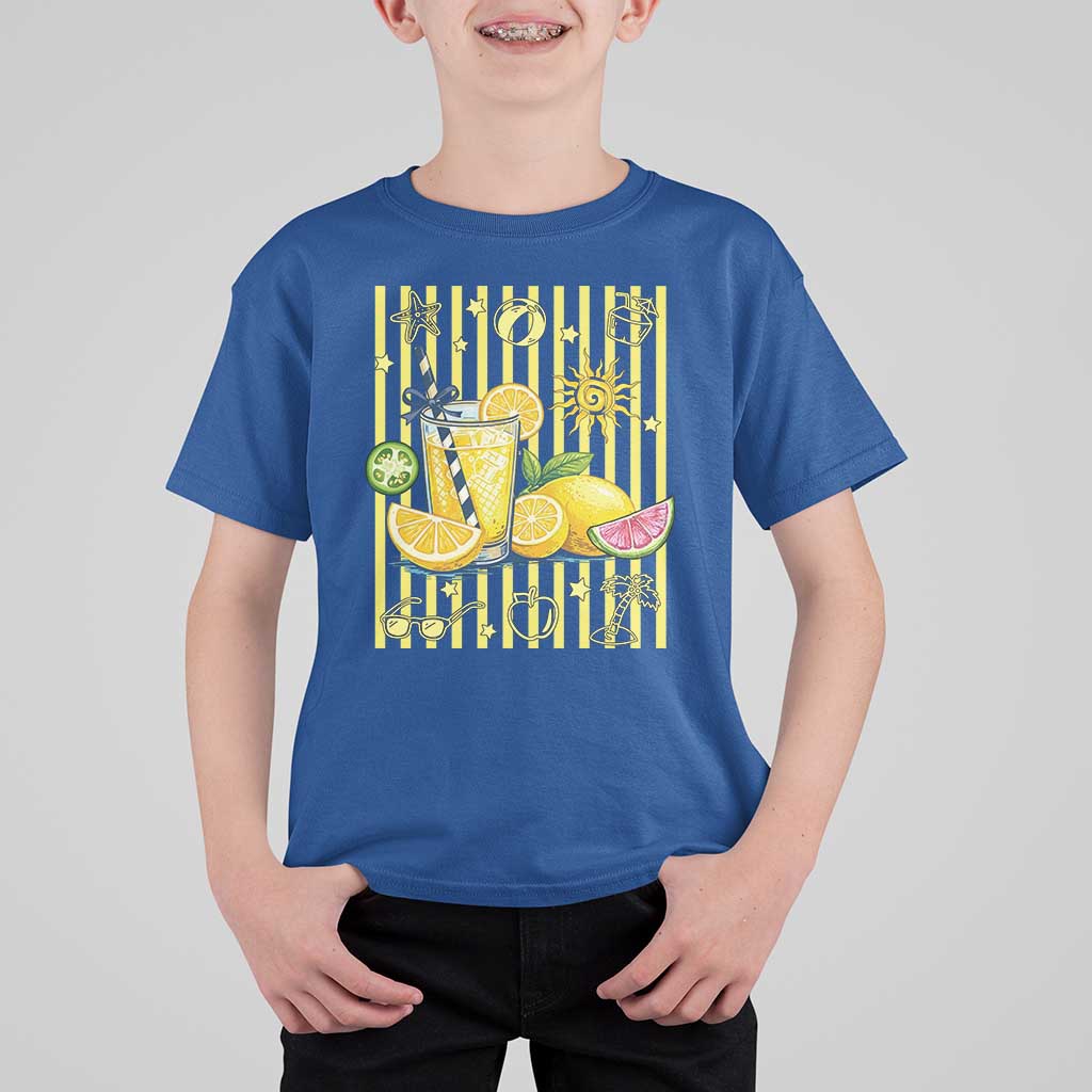 Striped Summer Lemonade T Shirt For Kid Preppy Brushstroke Aesthetic Graphic