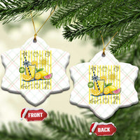 Striped Summer Lemonade Ceramic Ornament Preppy Brushstroke Aesthetic Graphic