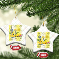Striped Summer Lemonade Ceramic Ornament Preppy Brushstroke Aesthetic Graphic