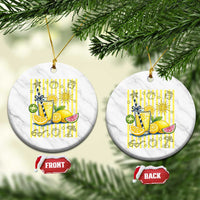 Striped Summer Lemonade Ceramic Ornament Preppy Brushstroke Aesthetic Graphic