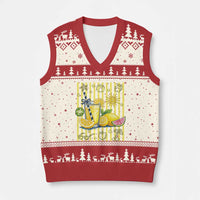 Striped Summer Lemonade V-Neck Knit Sweater Vest Preppy Brushstroke Aesthetic Graphic