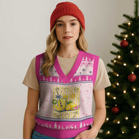 Striped Summer Lemonade V-Neck Knit Sweater Vest Preppy Brushstroke Aesthetic Graphic