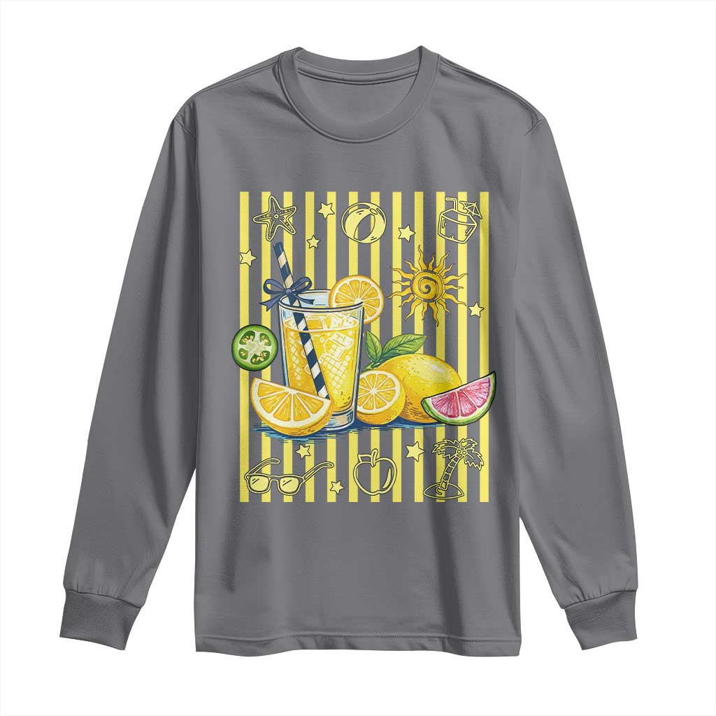 Striped Summer Lemonade Long Sleeve Shirt Preppy Brushstroke Aesthetic Graphic