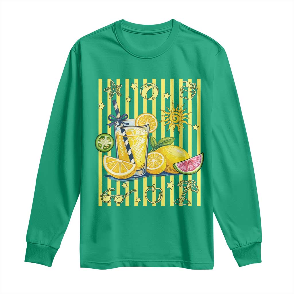 Striped Summer Lemonade Long Sleeve Shirt Preppy Brushstroke Aesthetic Graphic