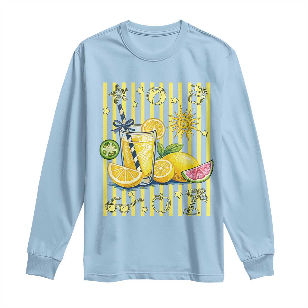 Striped Summer Lemonade Long Sleeve Shirt Preppy Brushstroke Aesthetic Graphic