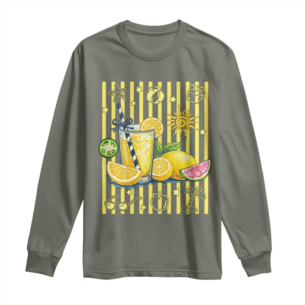 Striped Summer Lemonade Long Sleeve Shirt Preppy Brushstroke Aesthetic Graphic