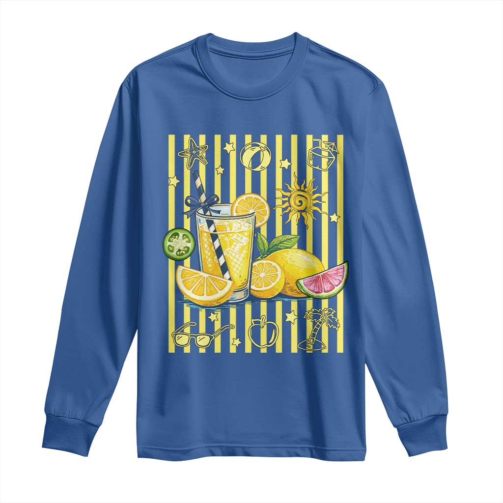 Striped Summer Lemonade Long Sleeve Shirt Preppy Brushstroke Aesthetic Graphic