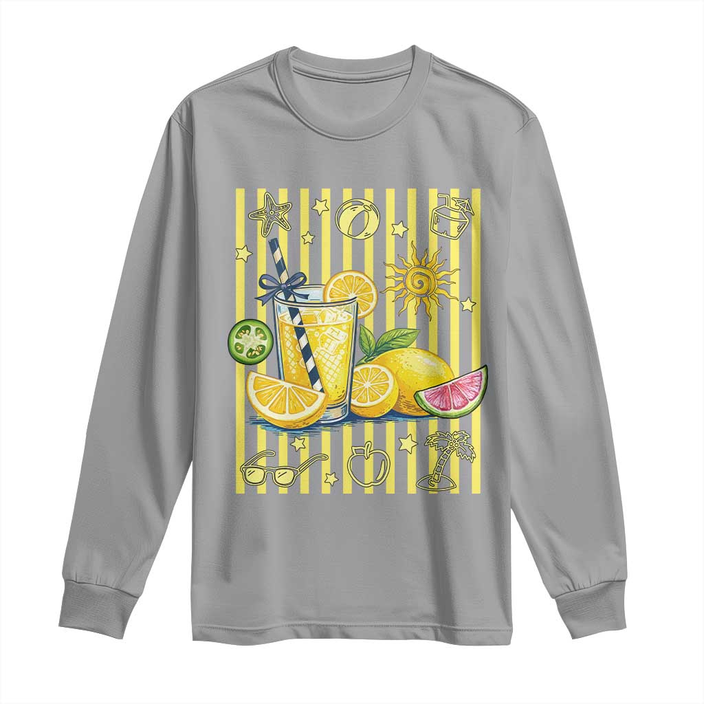 Striped Summer Lemonade Long Sleeve Shirt Preppy Brushstroke Aesthetic Graphic