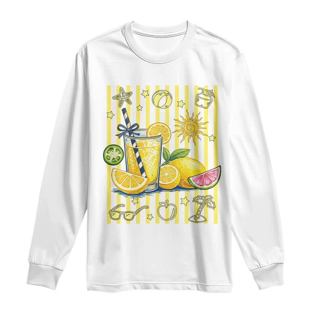 Striped Summer Lemonade Long Sleeve Shirt Preppy Brushstroke Aesthetic Graphic