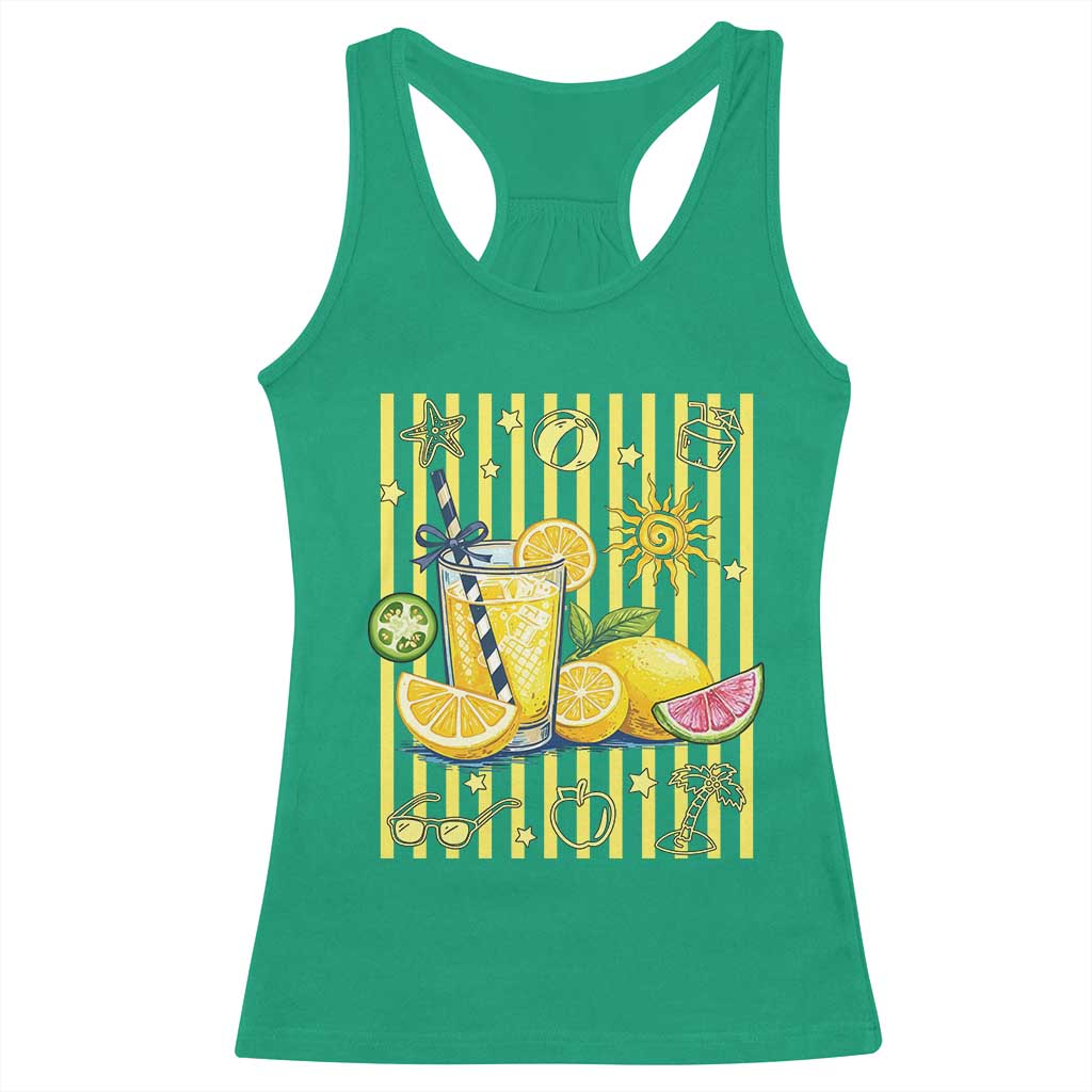 Striped Summer Lemonade Racerback Tank Top Preppy Brushstroke Aesthetic Graphic