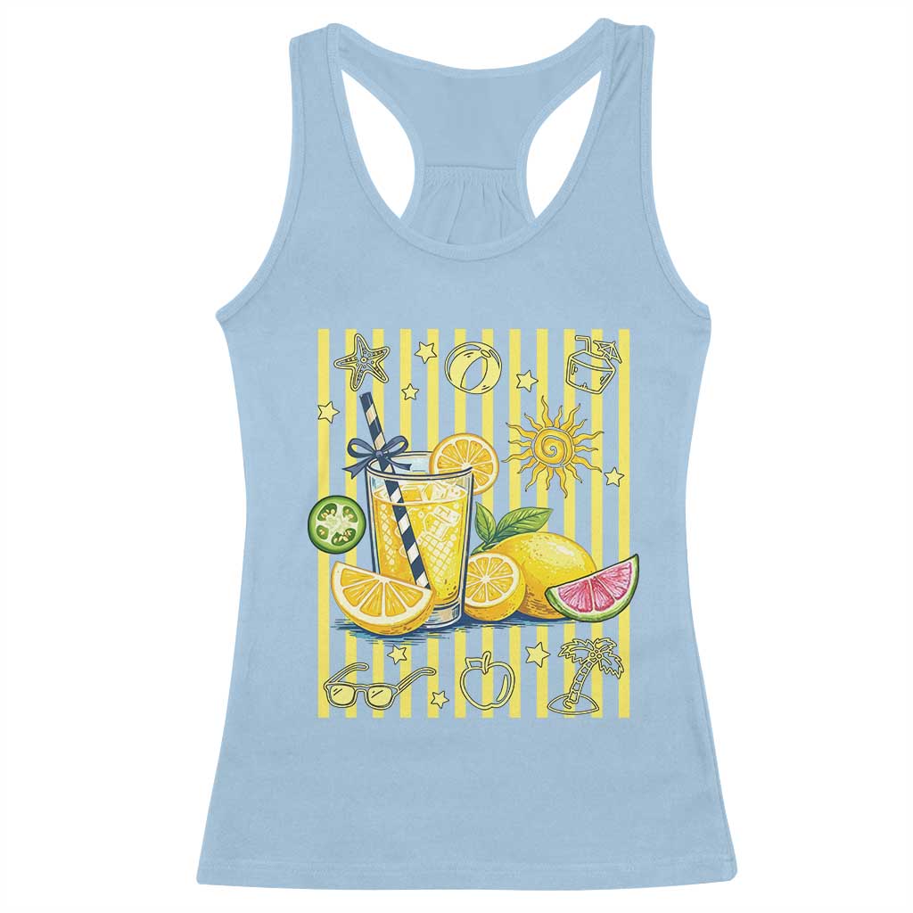 Striped Summer Lemonade Racerback Tank Top Preppy Brushstroke Aesthetic Graphic