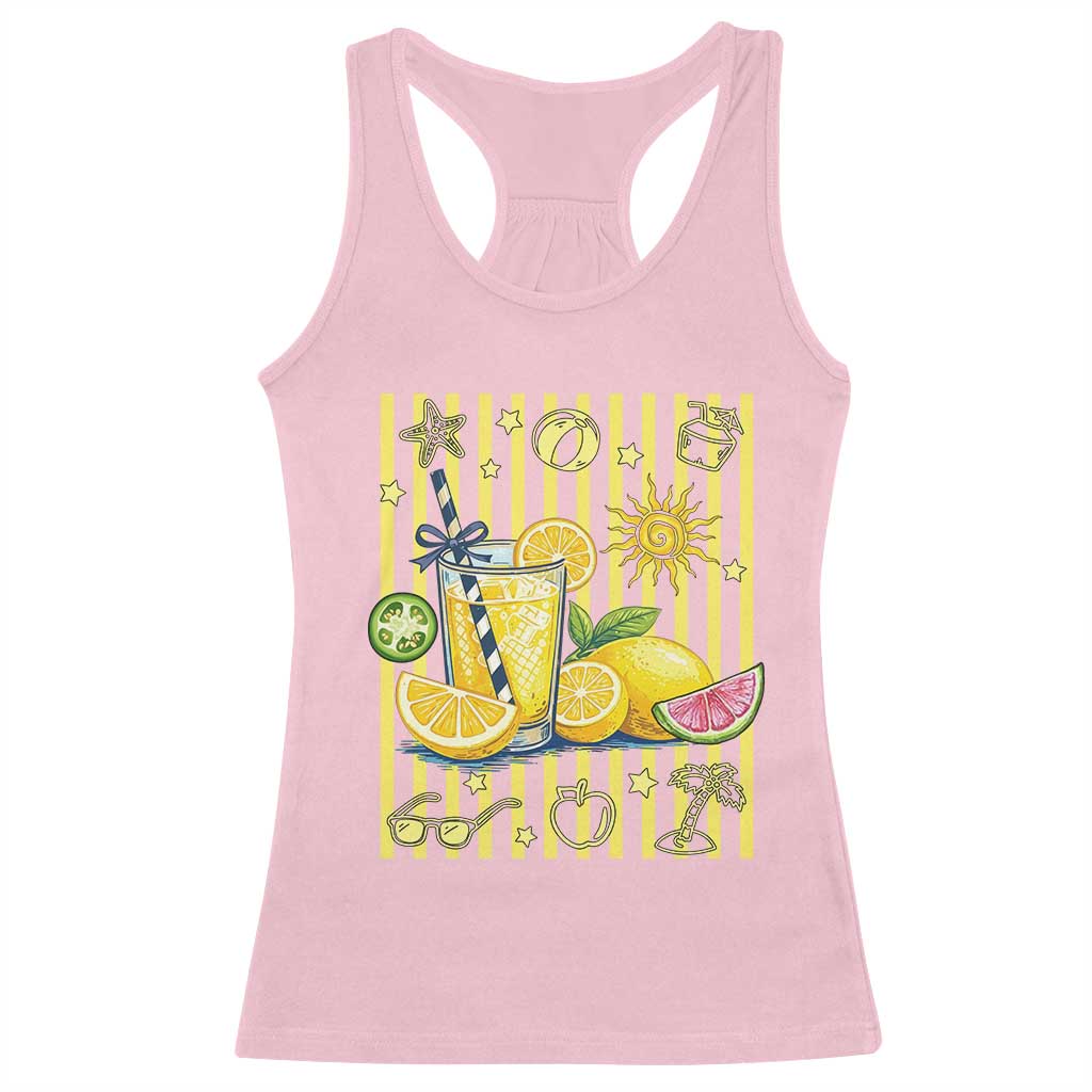 Striped Summer Lemonade Racerback Tank Top Preppy Brushstroke Aesthetic Graphic