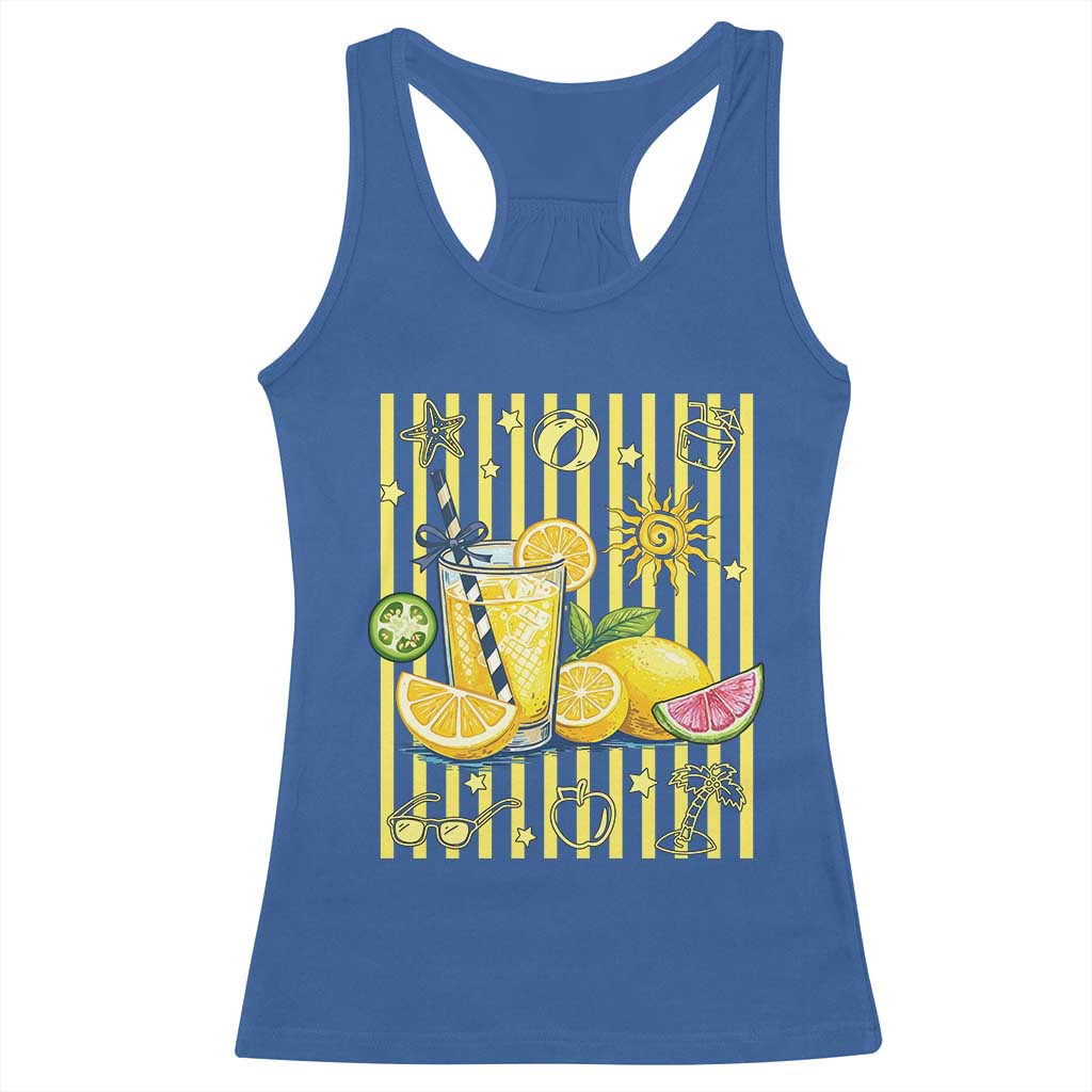 Striped Summer Lemonade Racerback Tank Top Preppy Brushstroke Aesthetic Graphic