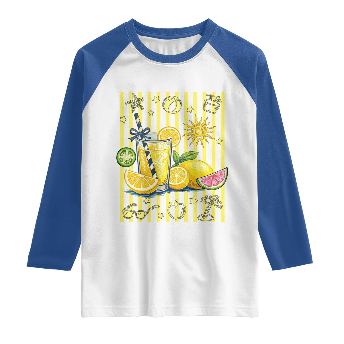 Striped Summer Lemonade Raglan Shirt Preppy Brushstroke Aesthetic Graphic
